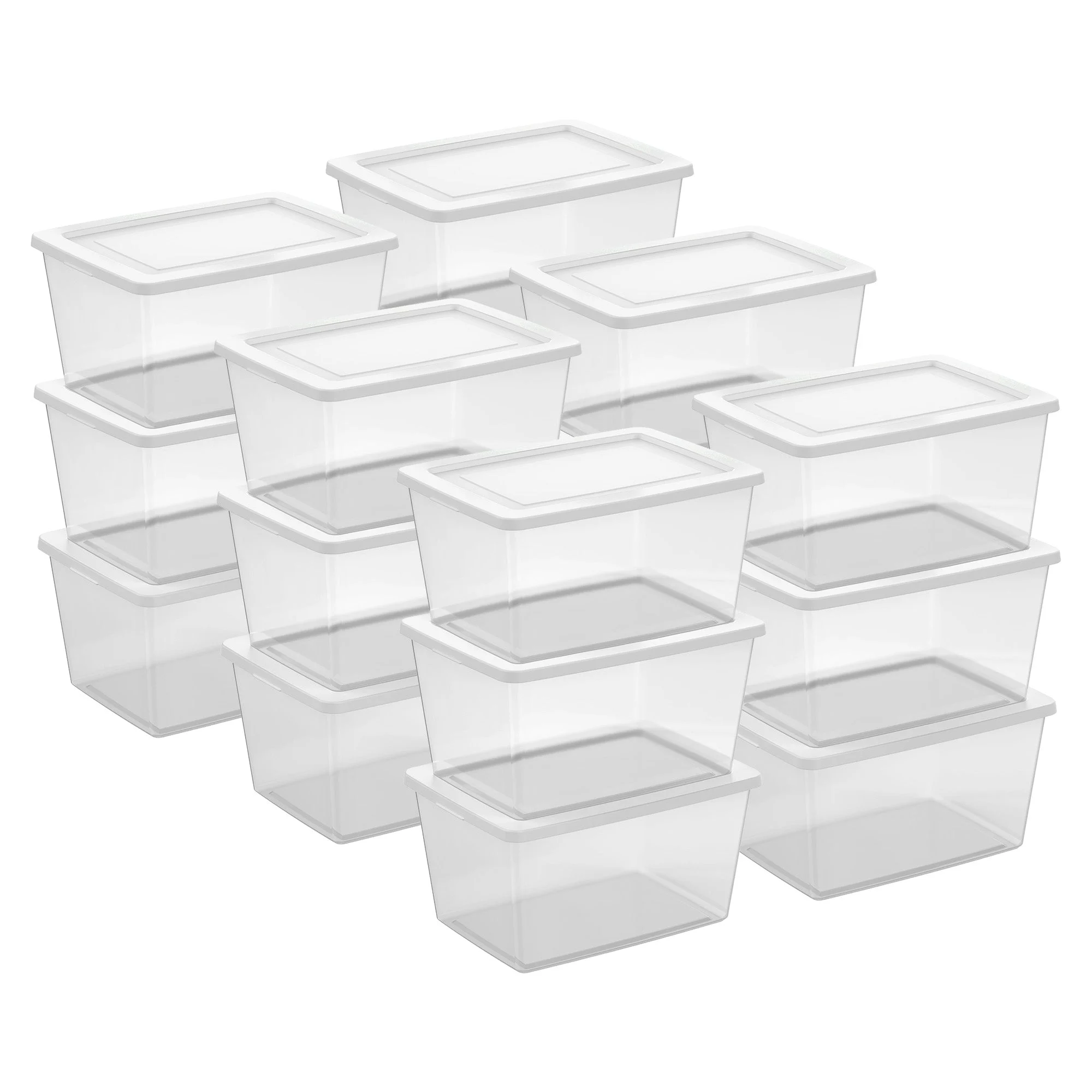 Sterilite 58 Qt Storage Boxes, Clear Plastic Containers w/ Lid, Set of 18, White