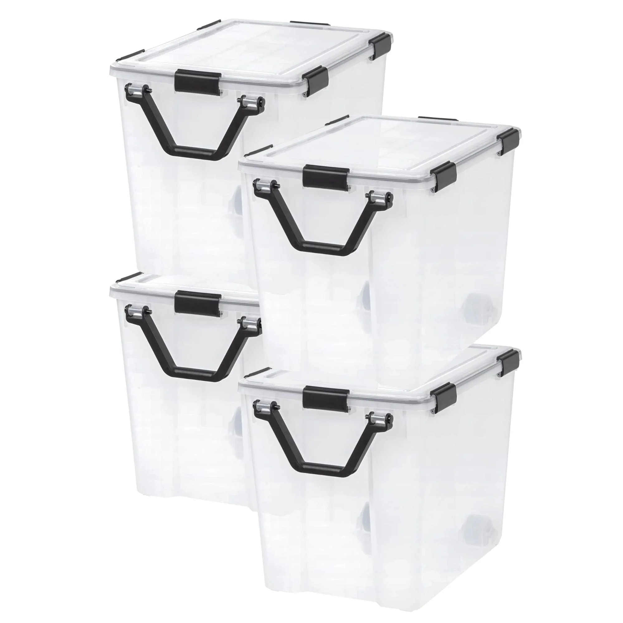 IRIS USA 4 Pack 103 Qt Storage Bins Plastic Gasket Box with Tight Latching Lids
