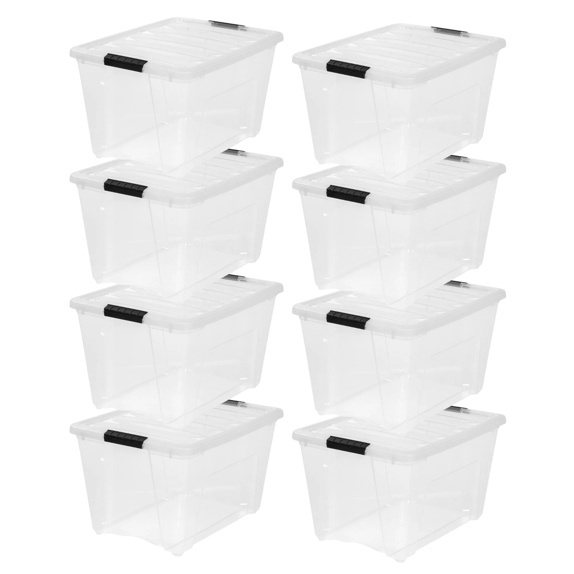 IRIS USA 8 Pack 54 Qt Storage Bin Plastic Gasket Box, Tight Latching Lids, Pearl