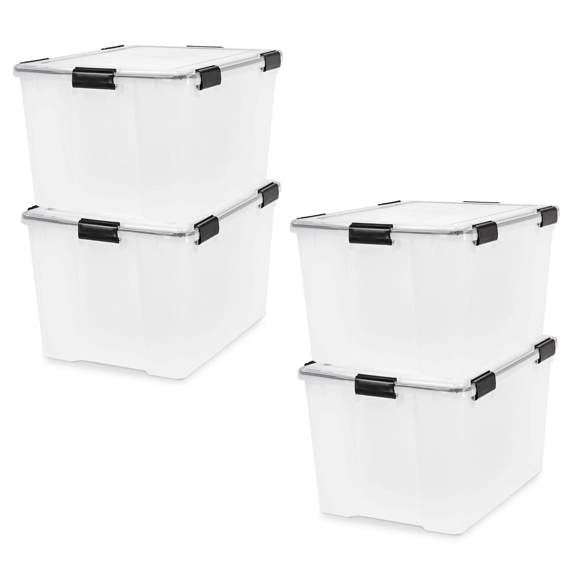 IRIS USA 4 Pack 74 Qt Storage Bins Plastic Gasket Box with Tight Latching Lids