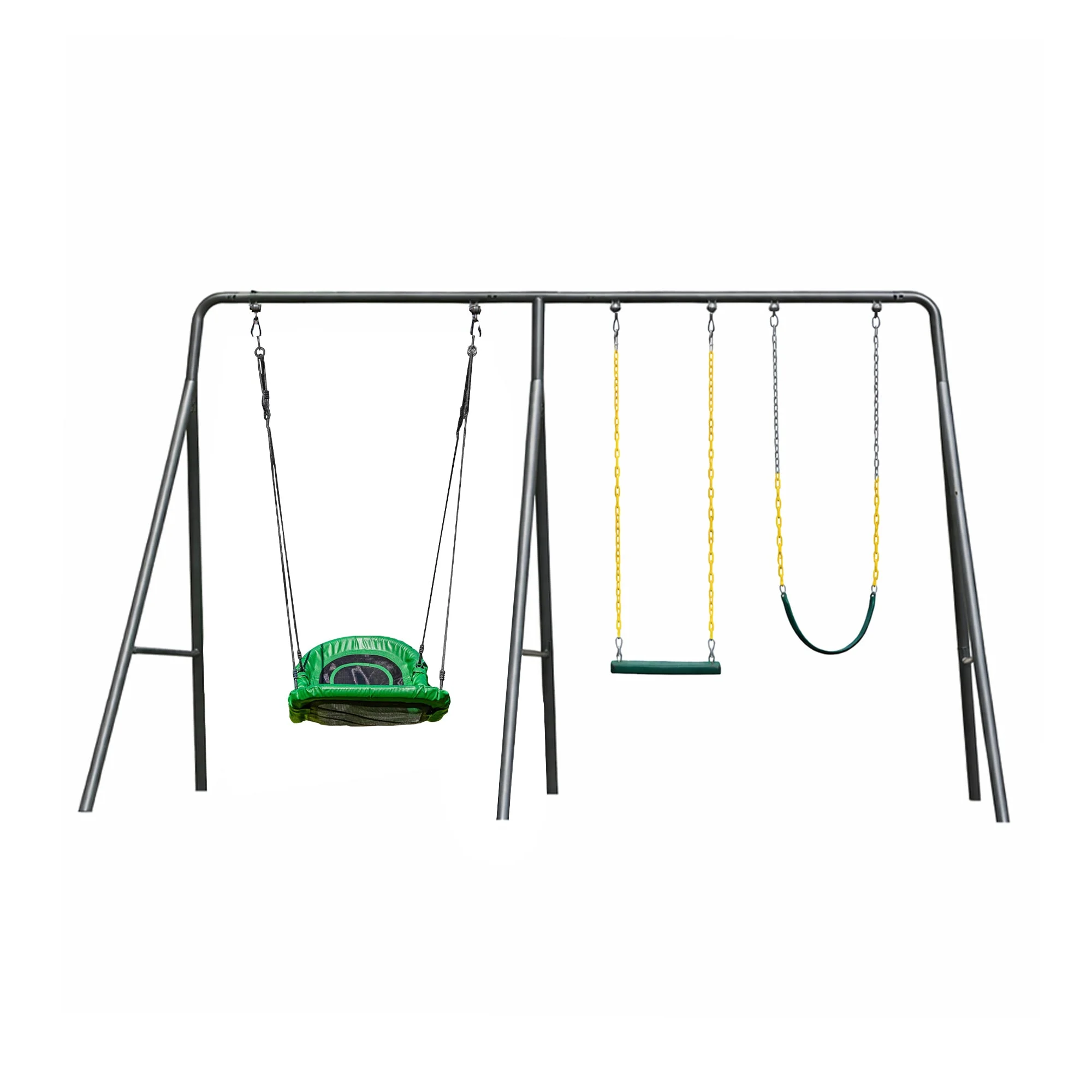 gobaplay Single Swing Playground Set with 6' Frame Extension and Boat Swing