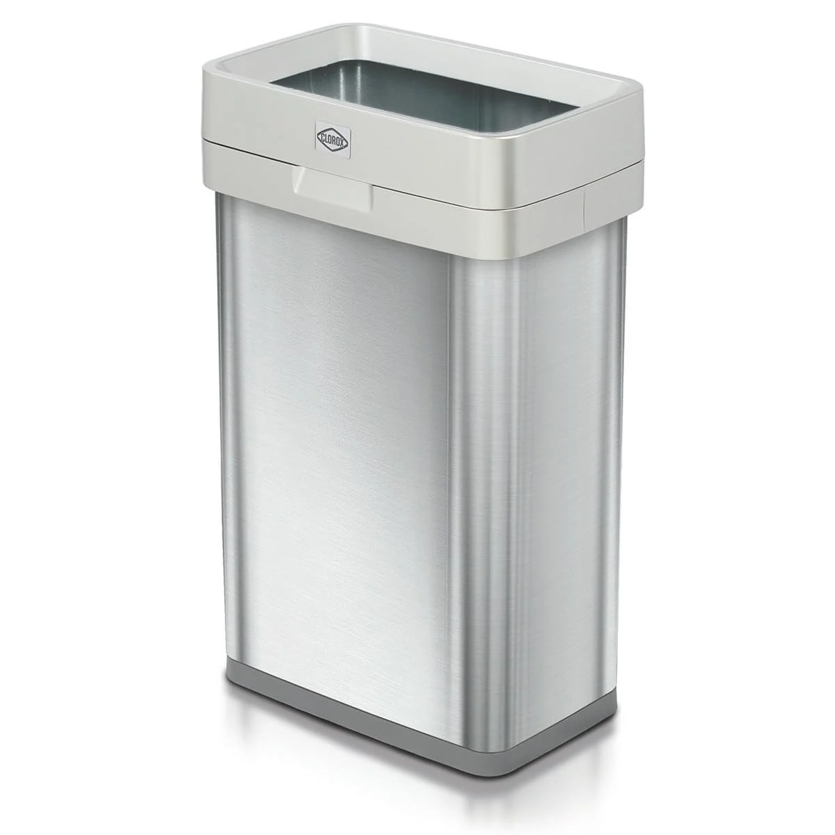 Clorox Trash Can, 13 Gallon Stainless Steel Slim Open Top Garbage Bin, Silver