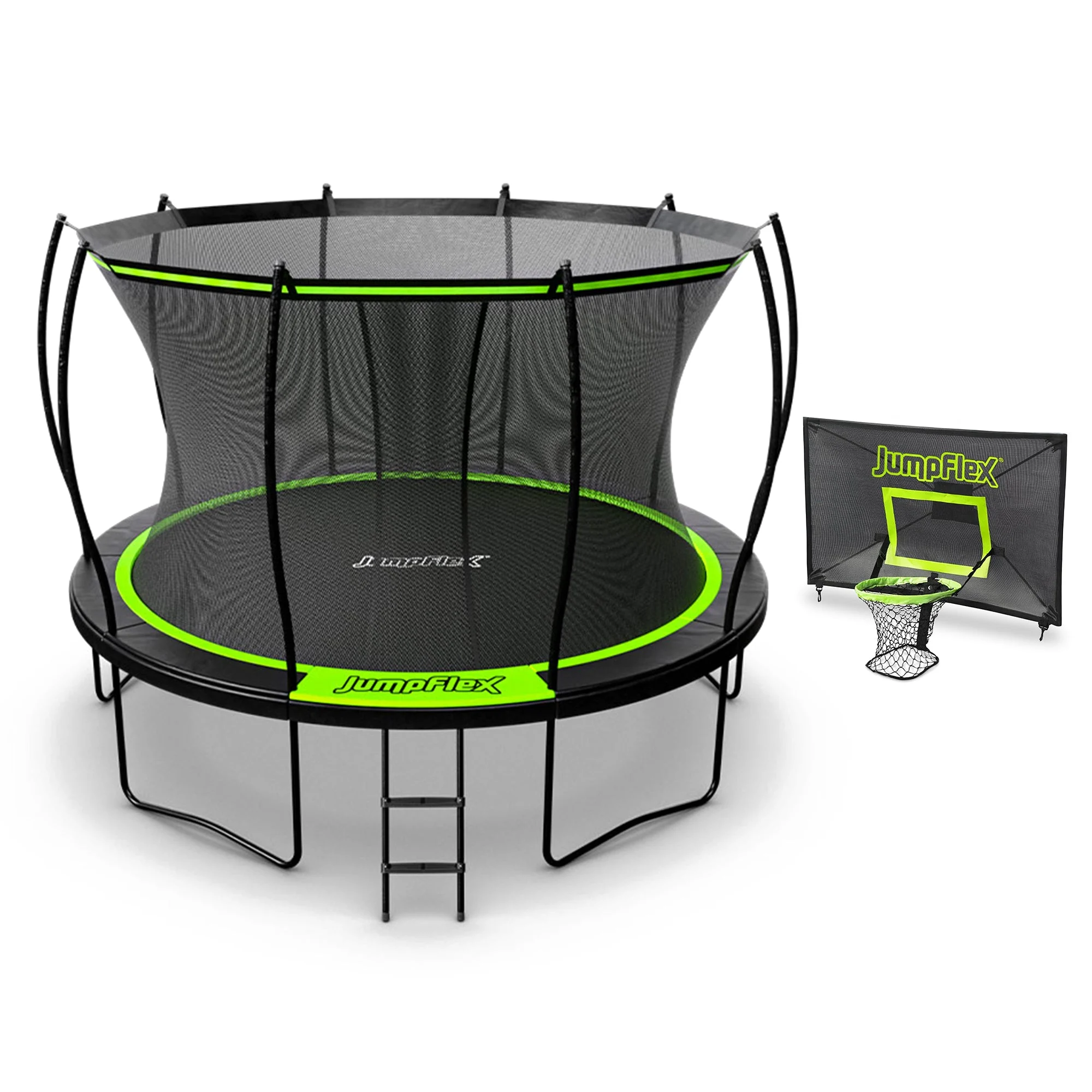 Jumpflex FLEX 12' Trampoline, Outdoor Play Equipment with PROJAM Basketball Hoop