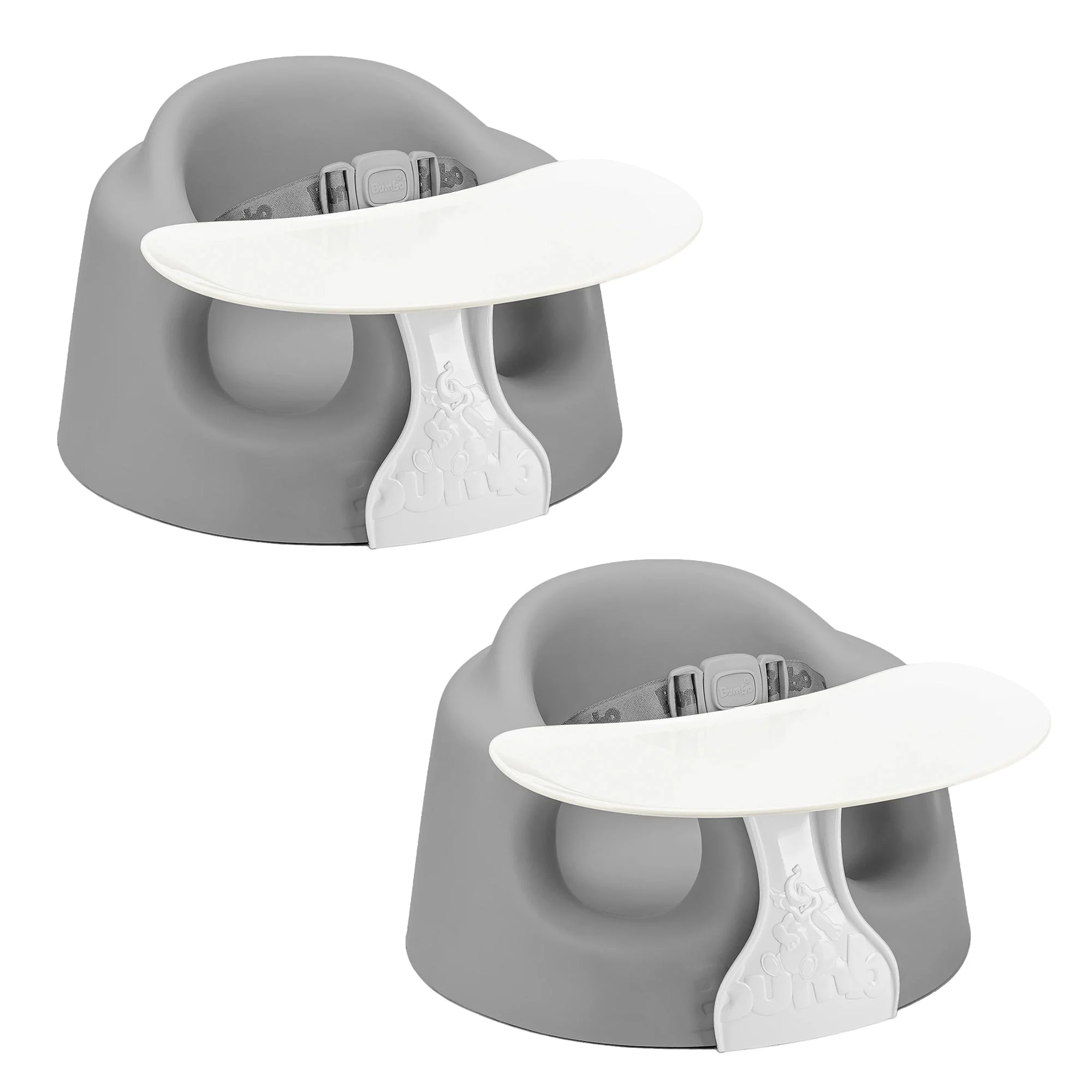 Bumbo Infant Floor Seat PLUS+ Sit Up Chair, Adjustable Harness, Monsoon, 2 Pack
