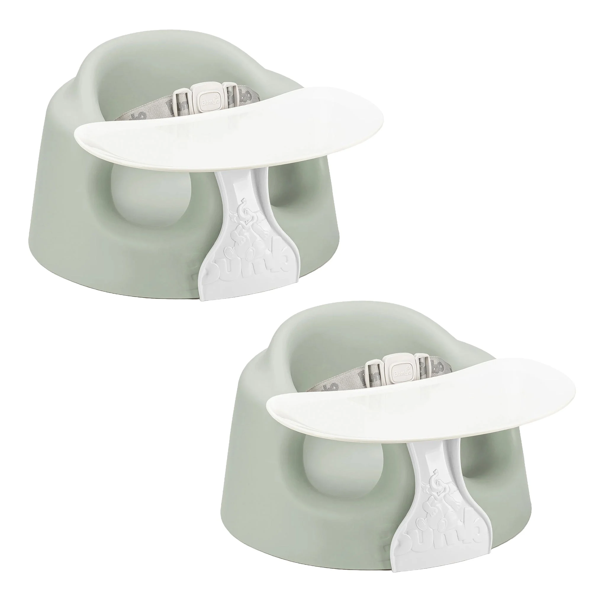 Bumbo Infant Floor Seat PLUS+ Sit Up Chair, Adjustable Harness, Agave, 2 Pack