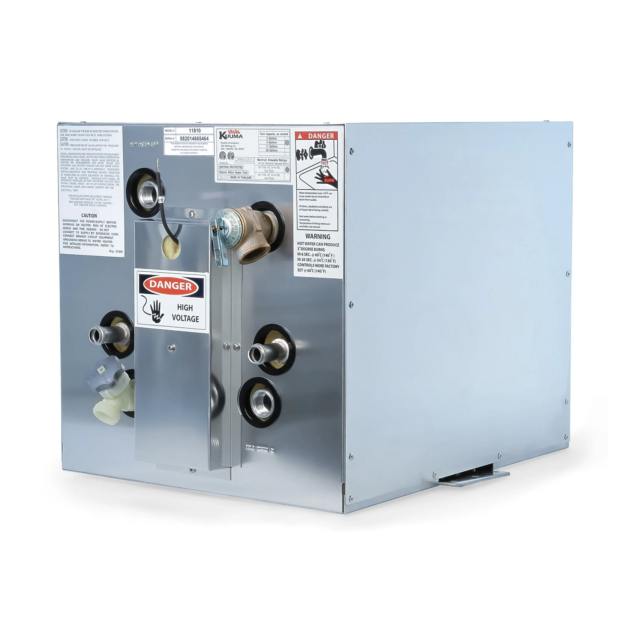 Kuuma 11810 6-Gallon Water Heater, Reliable Marine Hot Water System, 120V, Gray