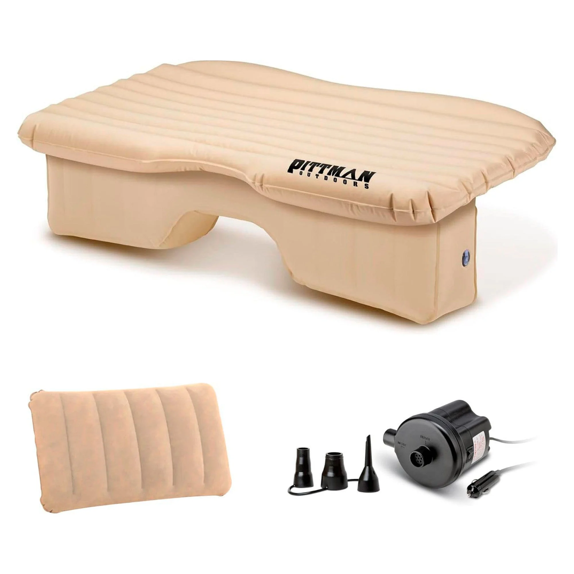 Pittman Outdoors Backseat Air Mattress, 60” Airbed for Full-Size Vehicles, Tan