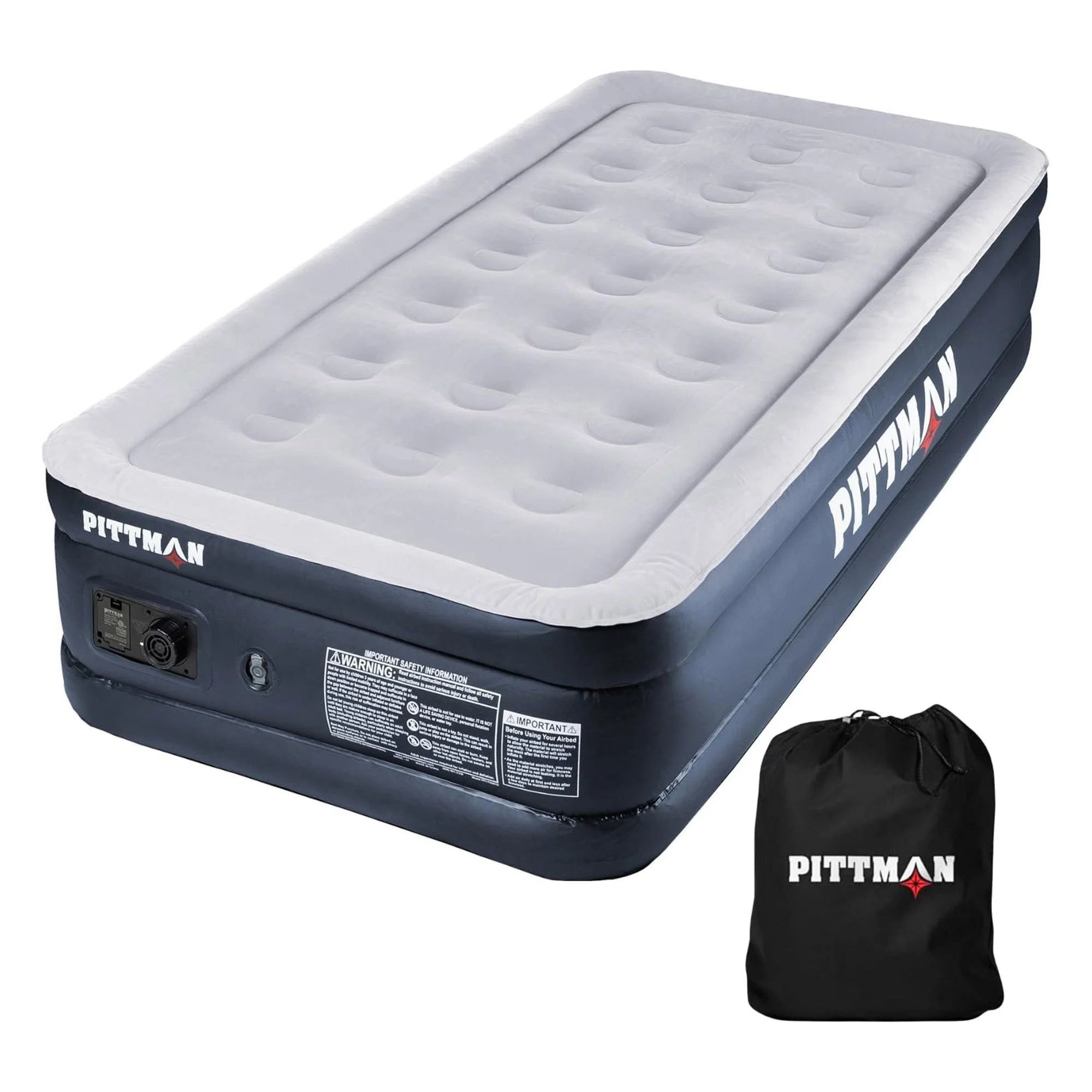 Pittman Outdoors Double High Air Mattress with Built-In Electric Pump, Twin