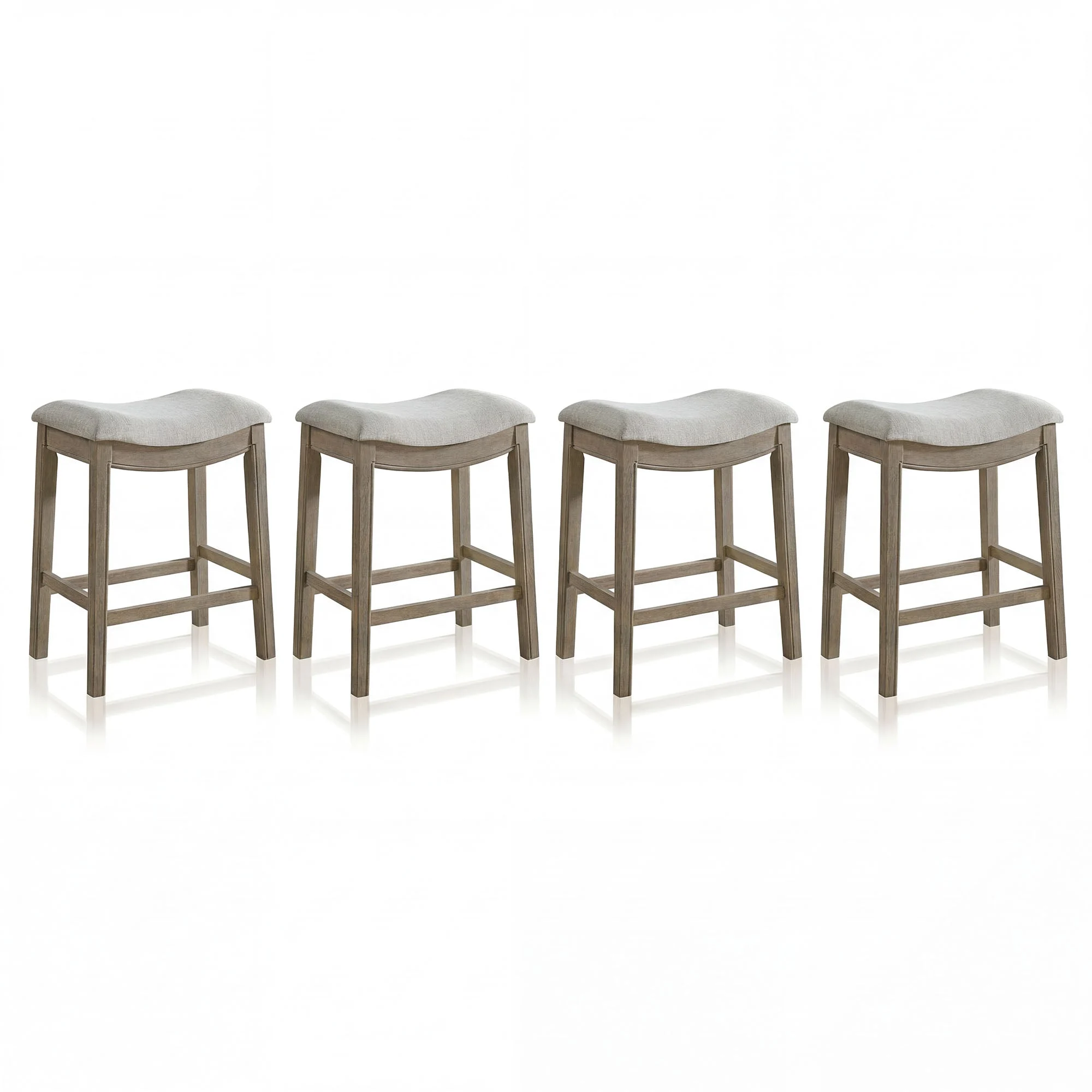 ROME + OAK Parker Backless Saddle Counter Stool, Reclaimed Oak, Grey, 4 Pack