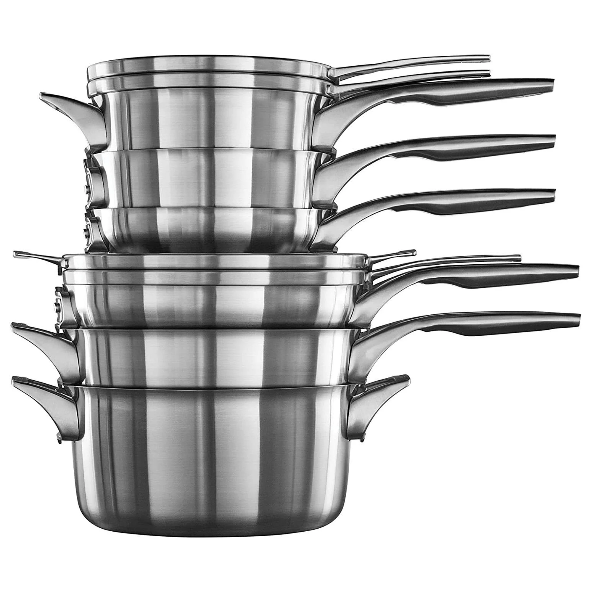 Calphalon Stainless Steel Pots and Pans Kitchen Cookware, 10 Piece Set, Silver