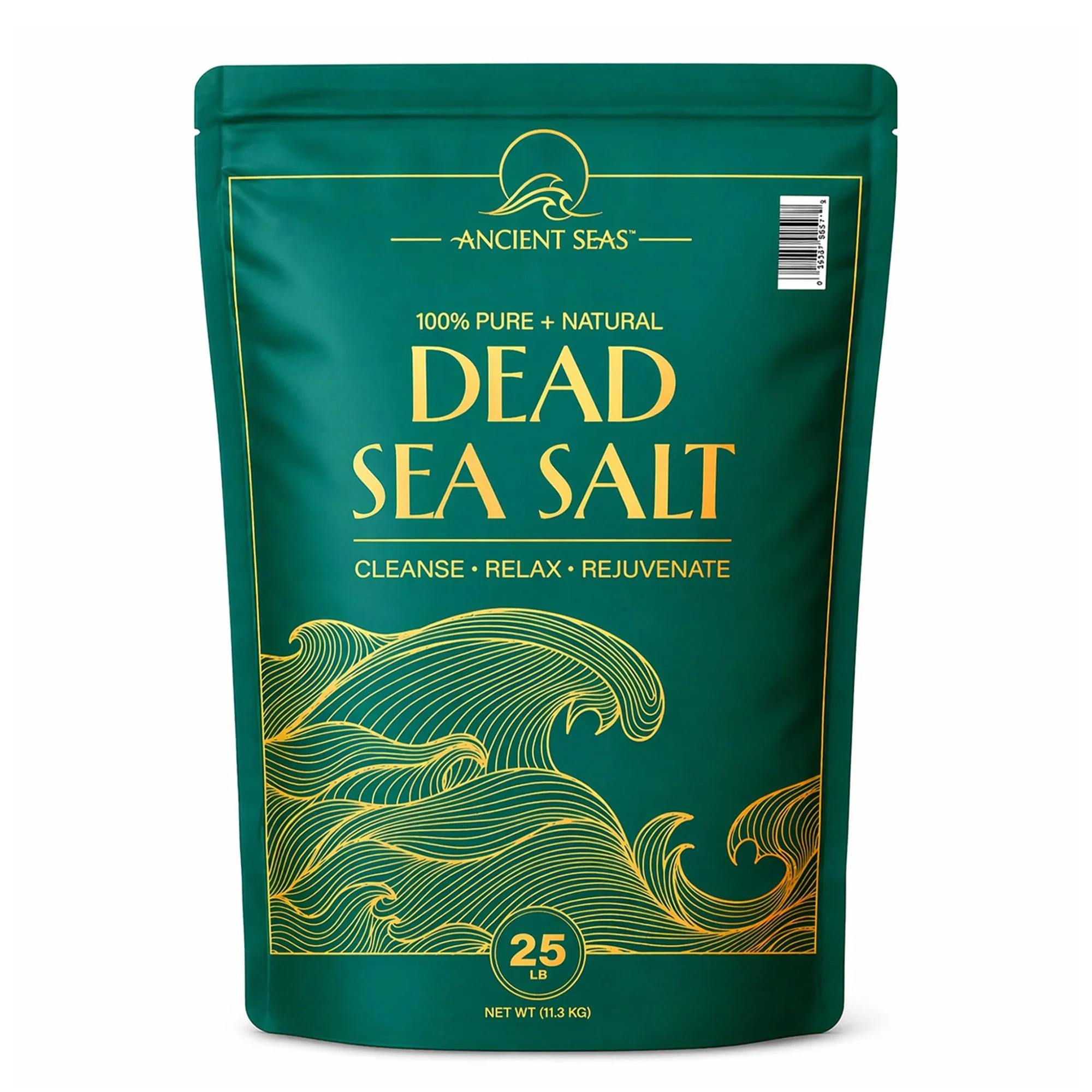 Ancient Seas Dead Sea Salt, Fast-Dissolving for Bath Soaks & Spa Use, 25 Lb Bag