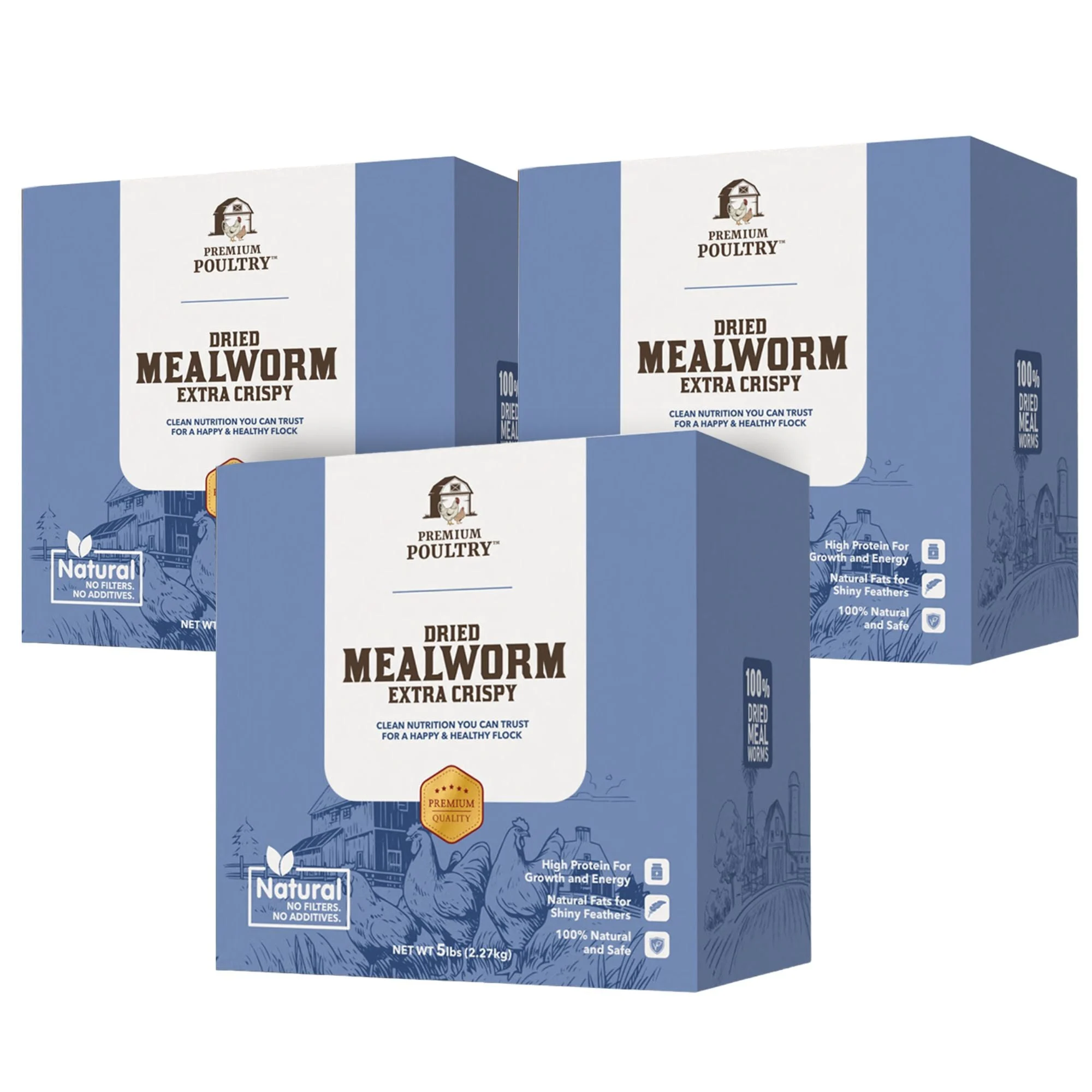 Premium Poultry 15 Pound Dried Mealworms Natural High Protein Chicken Feed Treat