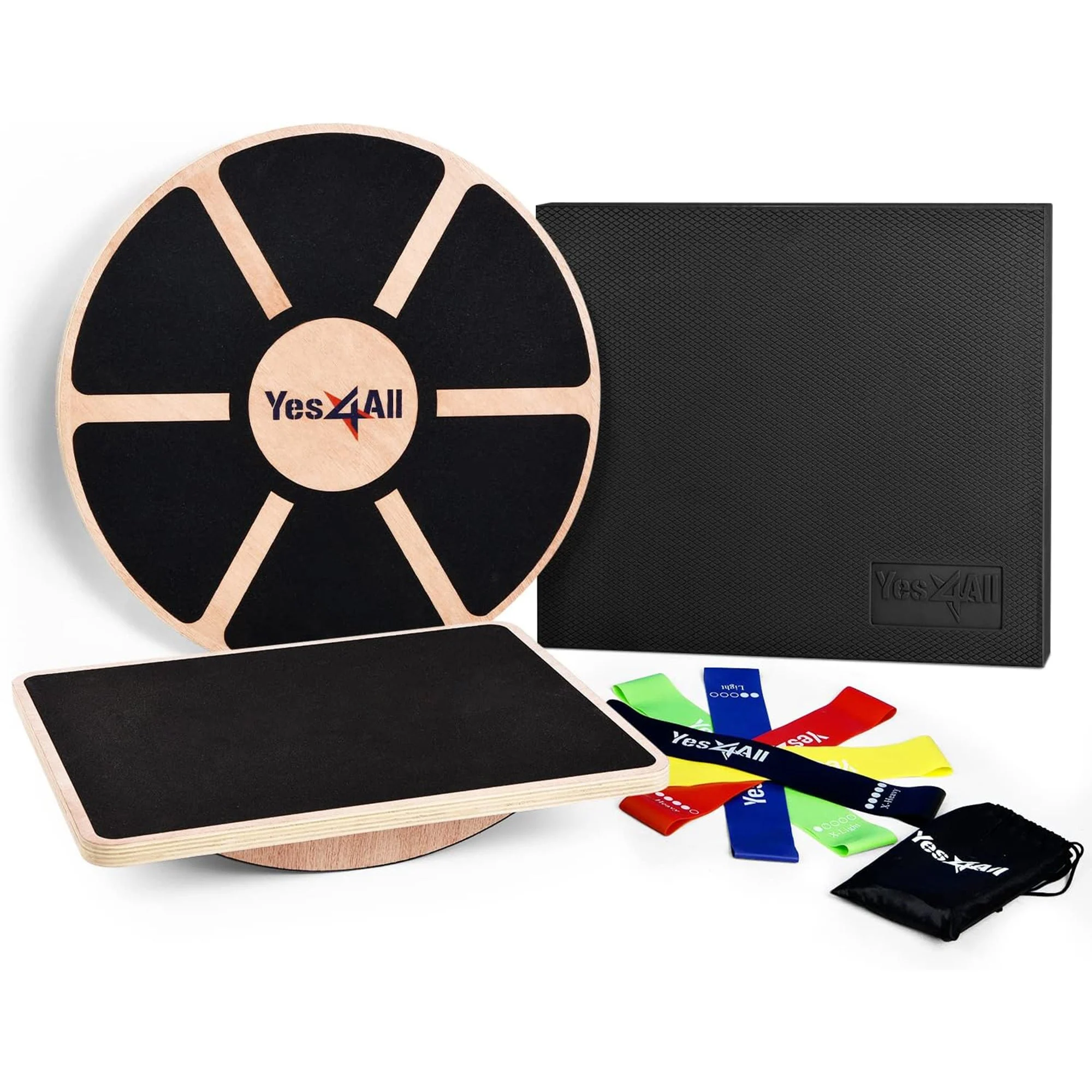 Yes4All Versatile Wobble Balance Board Stability Trainer with Resistance Bands