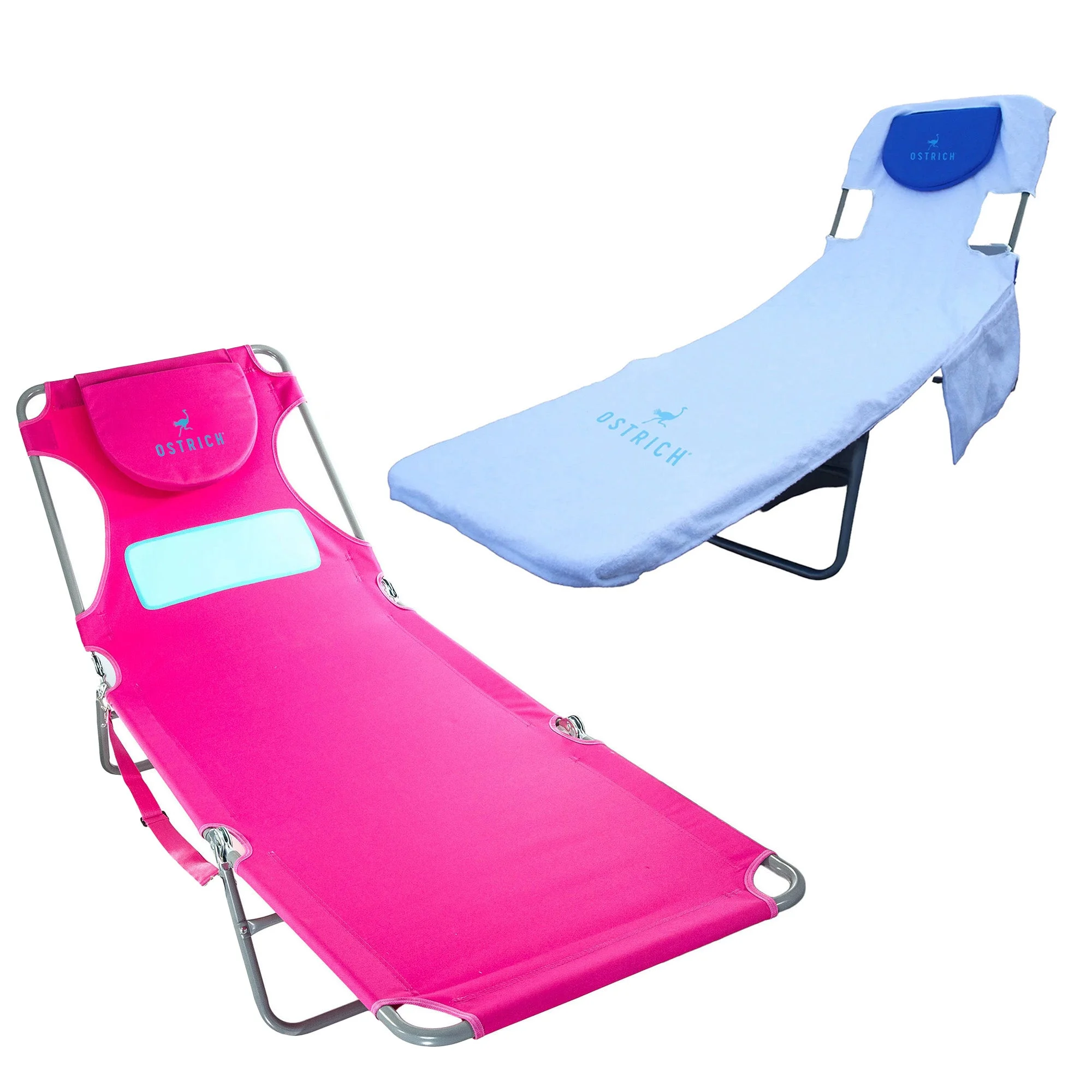 Ostrich The Ladies Comfort Lounger Foldable Beach Chair and Custom Fitted Towel