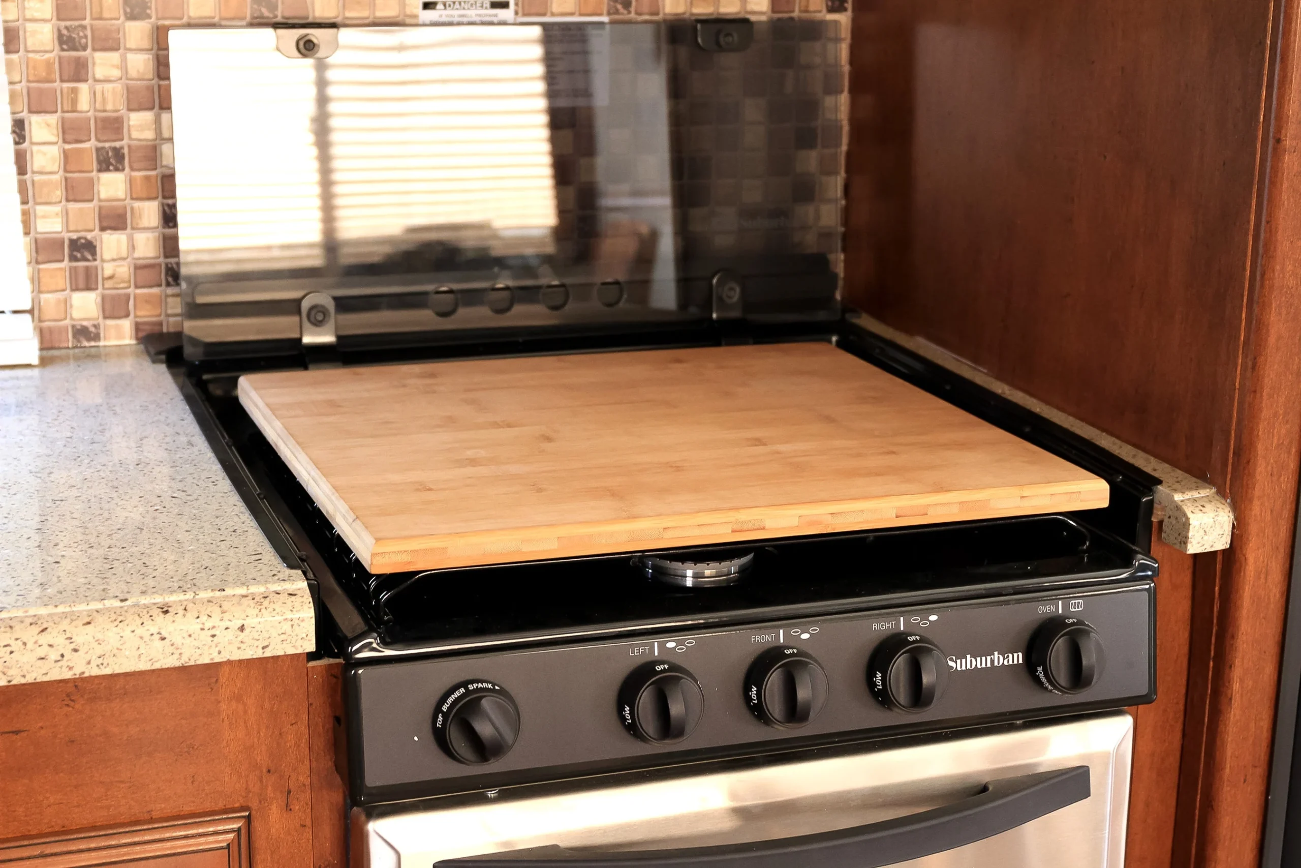 Camco Silent Top RV Stovetop Cover, Fits 3 or 4 Burner RV Stoves, 19.5”x17”x.75”