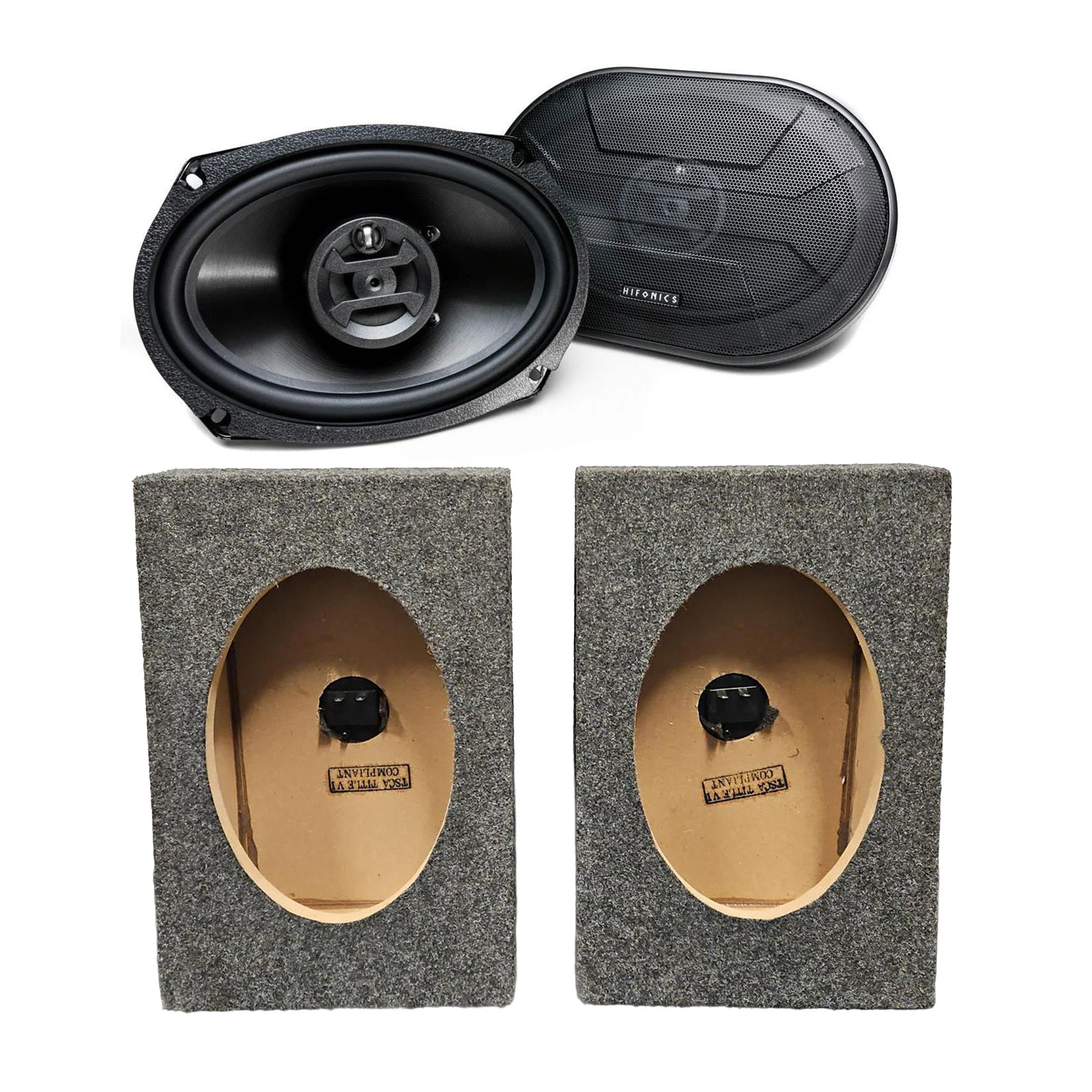 Hifonics Zeus 6" x 9" Coaxial Speakers with QPower Vertical Speaker Enclosures