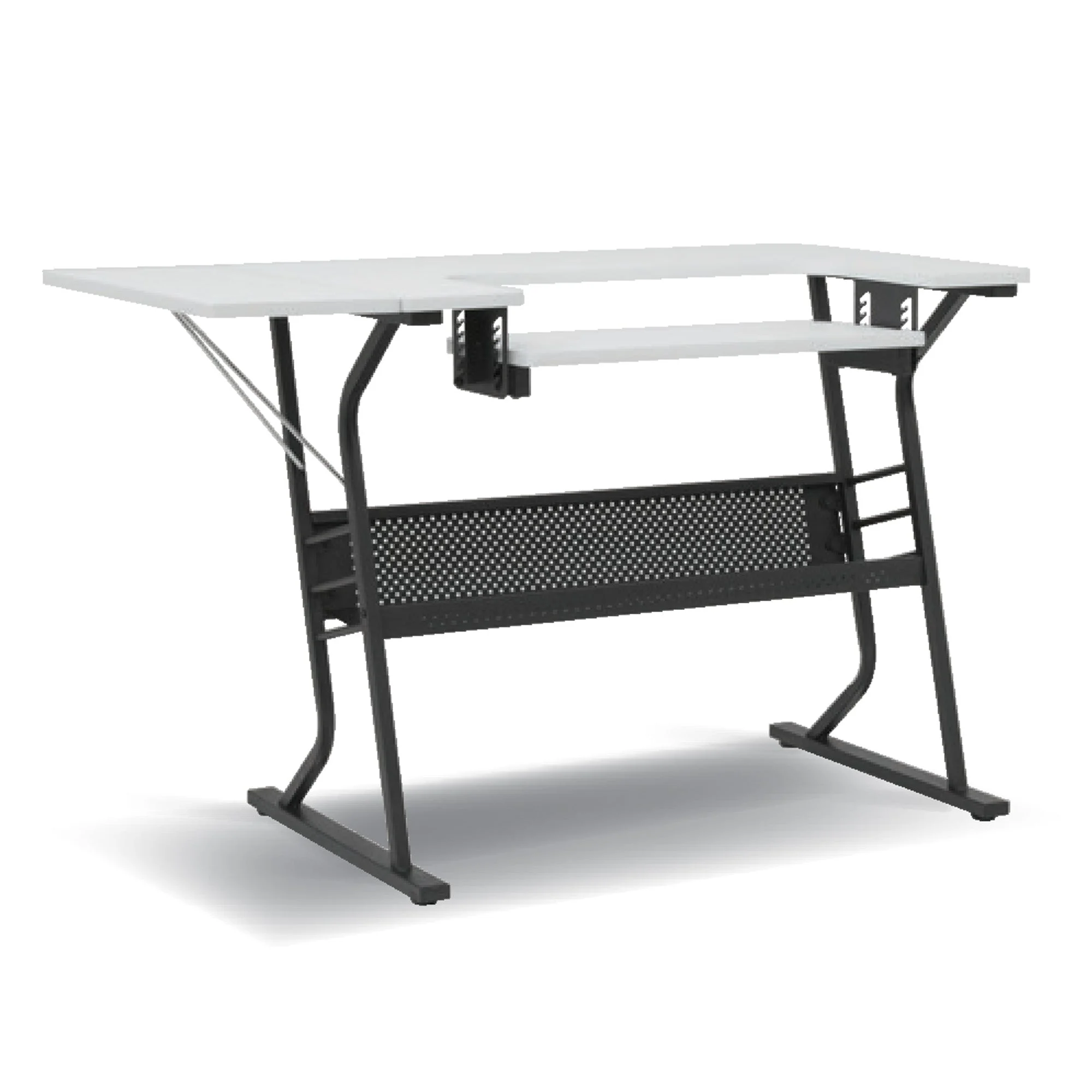 Sew Ready Eclipse Hobby Sewing Table with Storage Drawer and Shelves, Black