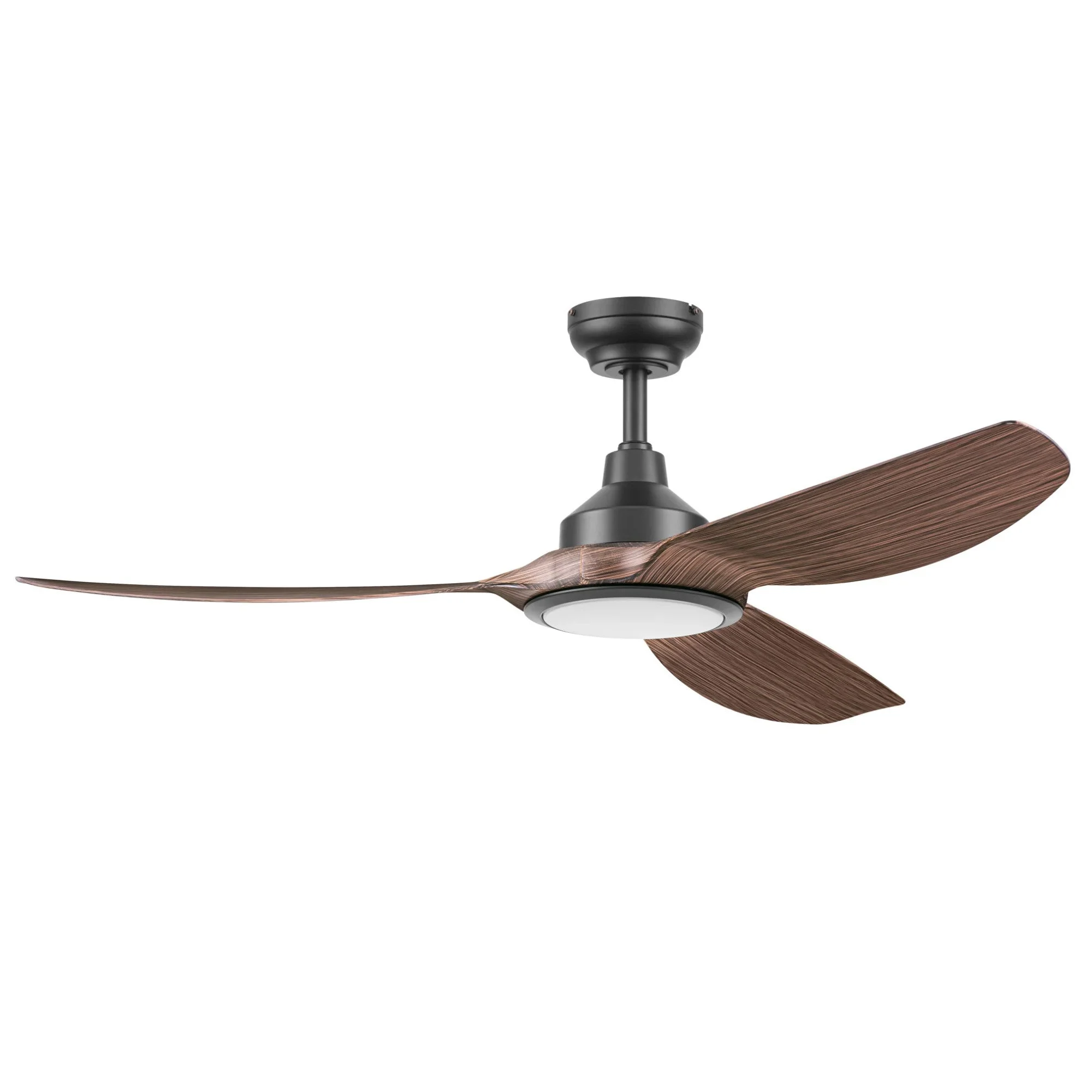 Honeywell Sirro 52" Ceiling Fan with Light & Remote, 3 Brown Blades, Matte Black