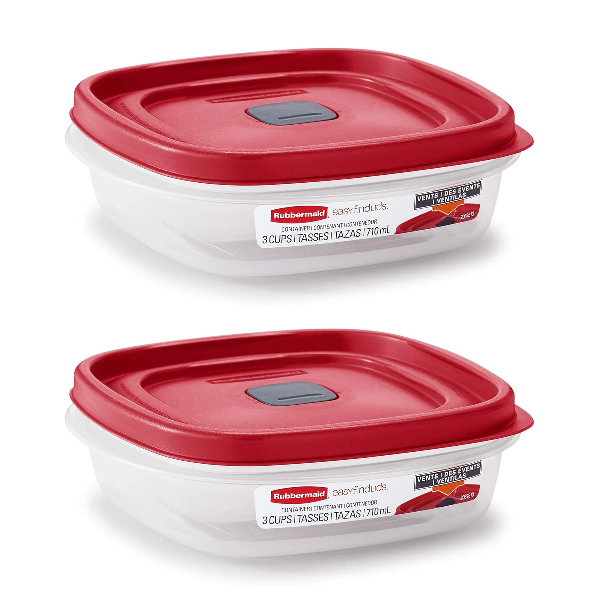 Rubbermaid 2 Pack Clear Food Storage and Organization Container with Lid, 3 Cup