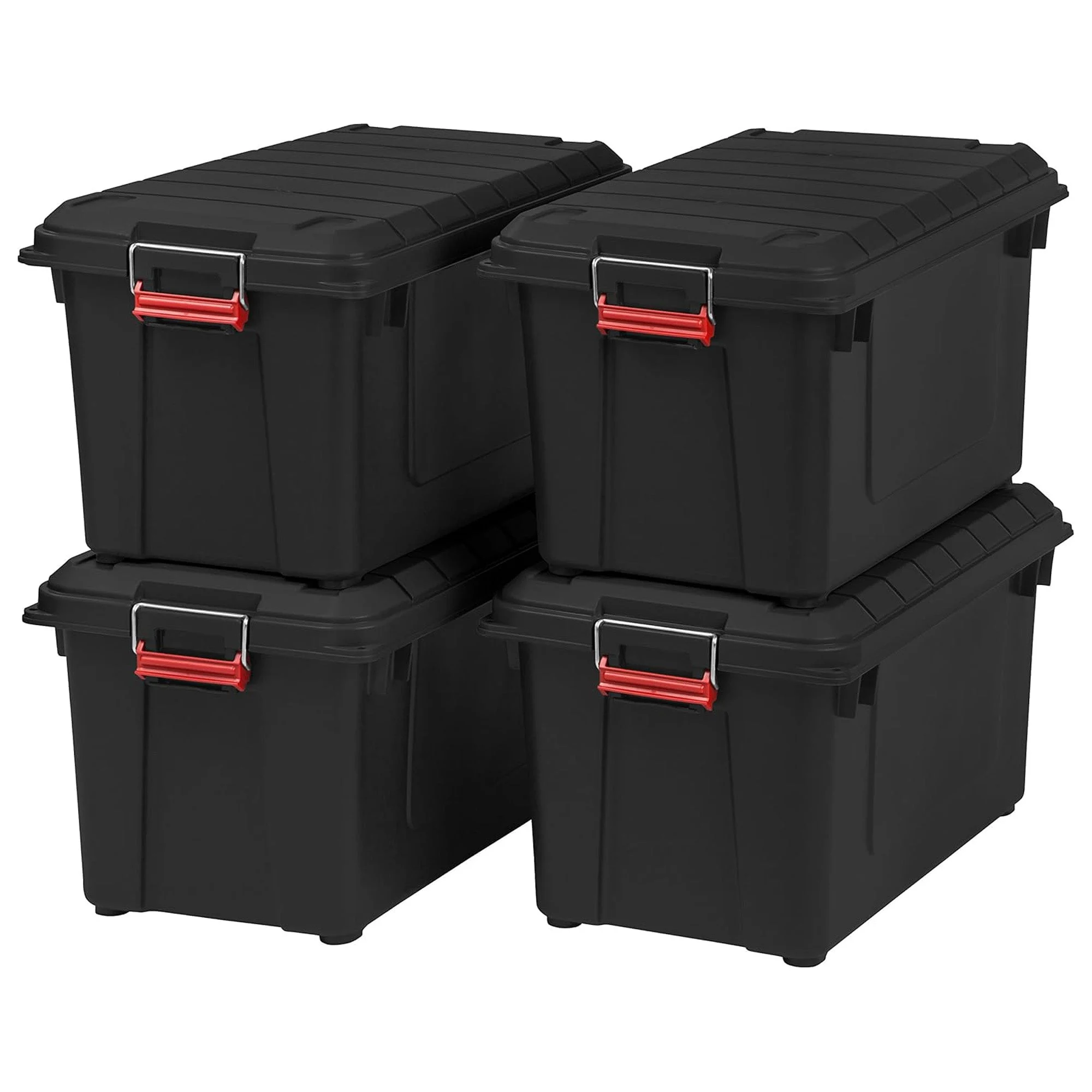 IRIS USA 21 Gal Store-It-All Plastic Storage Bins with Lids, Black/Black, 3 Pack