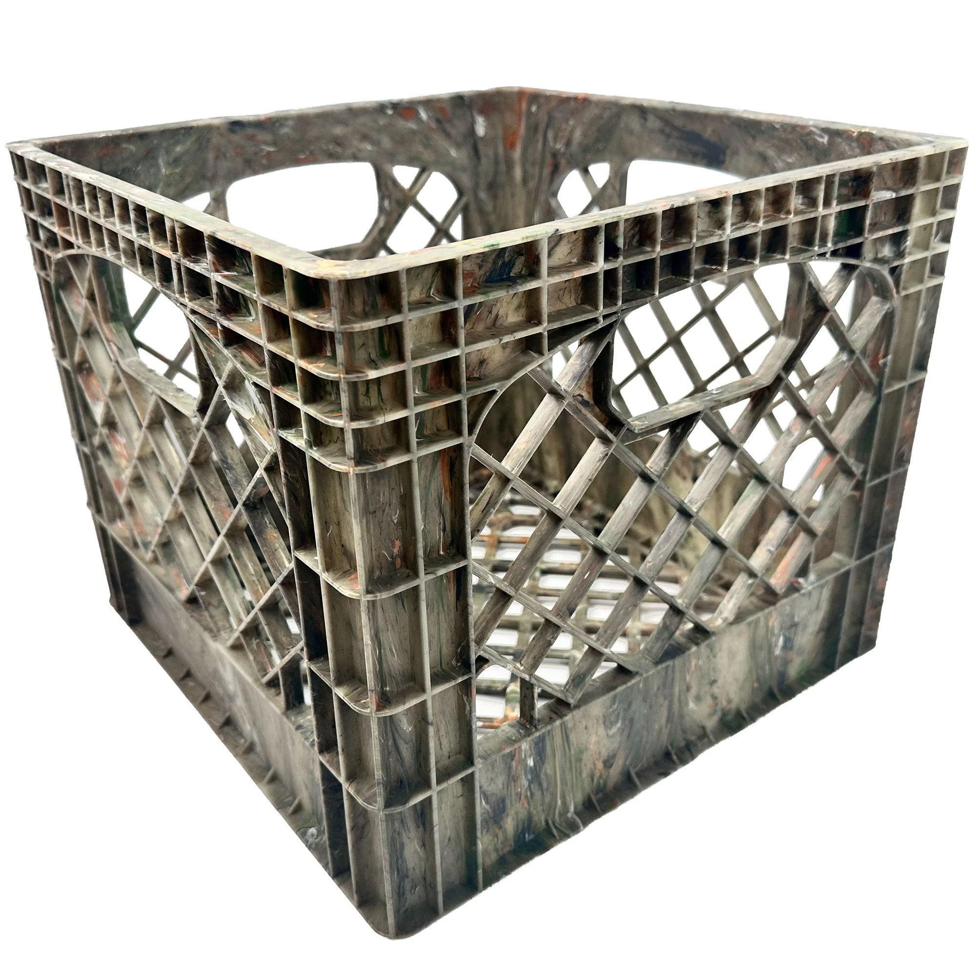 MIRAMAR Milk Crate, Stackable Plastic Storage with Handles, 16 Qt, Camo, 2 Pack