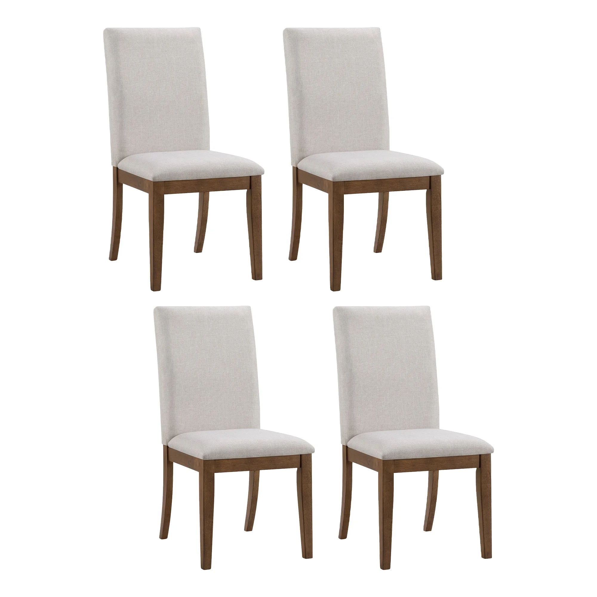 ROME + OAK Remy Dining Chair in Weathered Oak with Sand Fabric Seat, Set of 4
