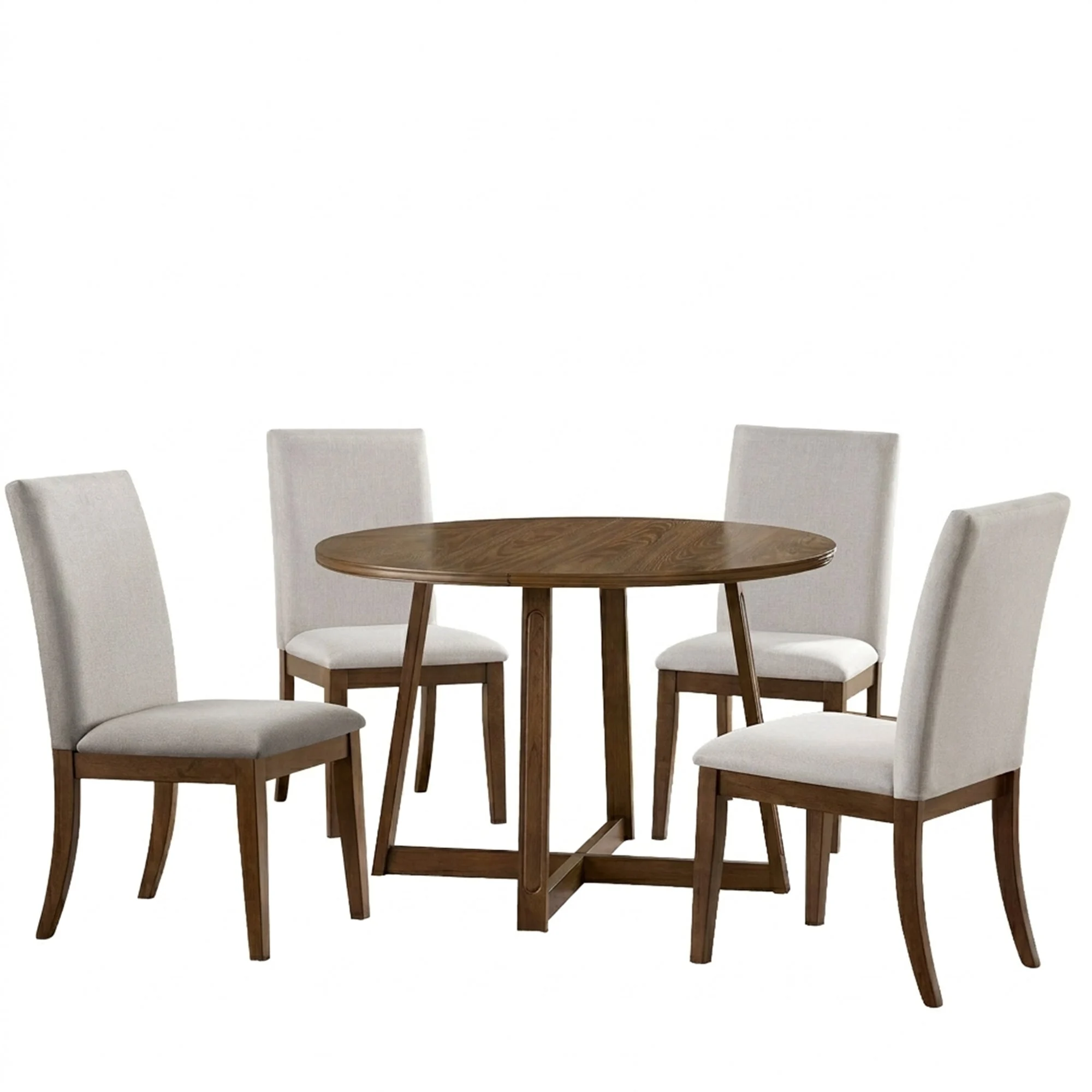 ROME + OAK Dining Set with 4 Remy Chairs & Worton 45" Round Table, Weathered Oak