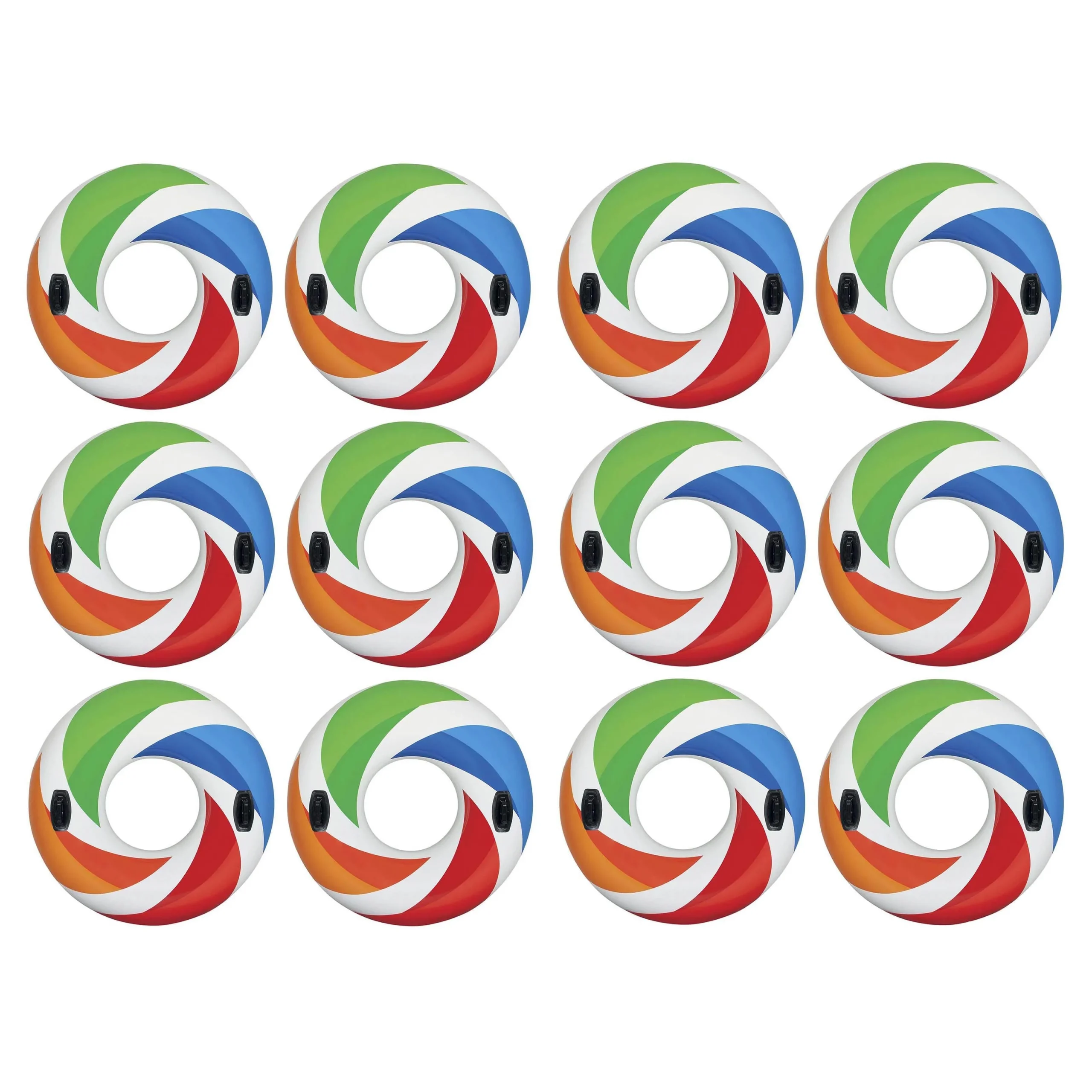 Intex Inflatable 47" Color Whirl Tube Swimming Pool Raft with Handles (12 Pack)