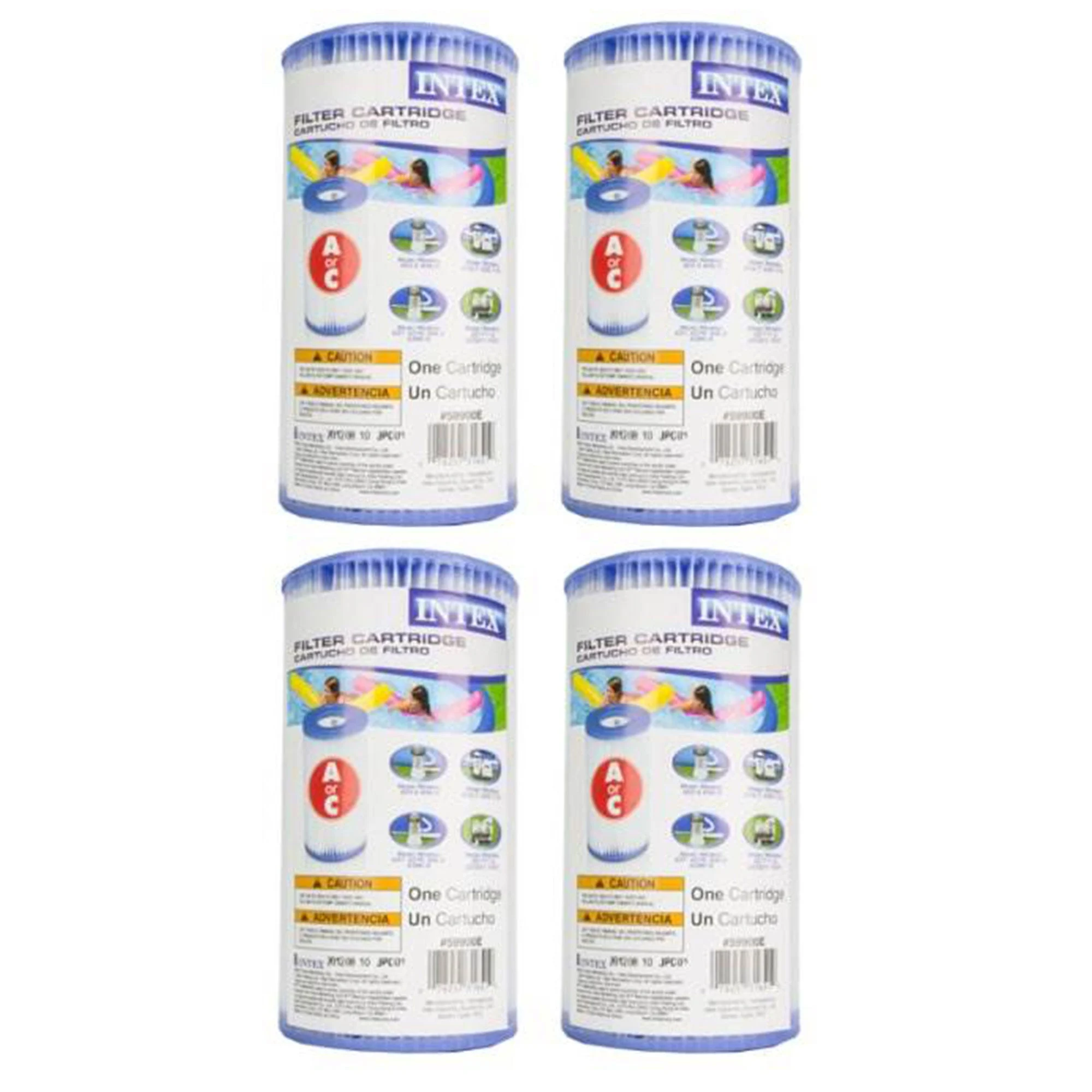 Intex Type A Easy Set Above Ground Pool Replacement Filter Cartridge, (4 Pack)