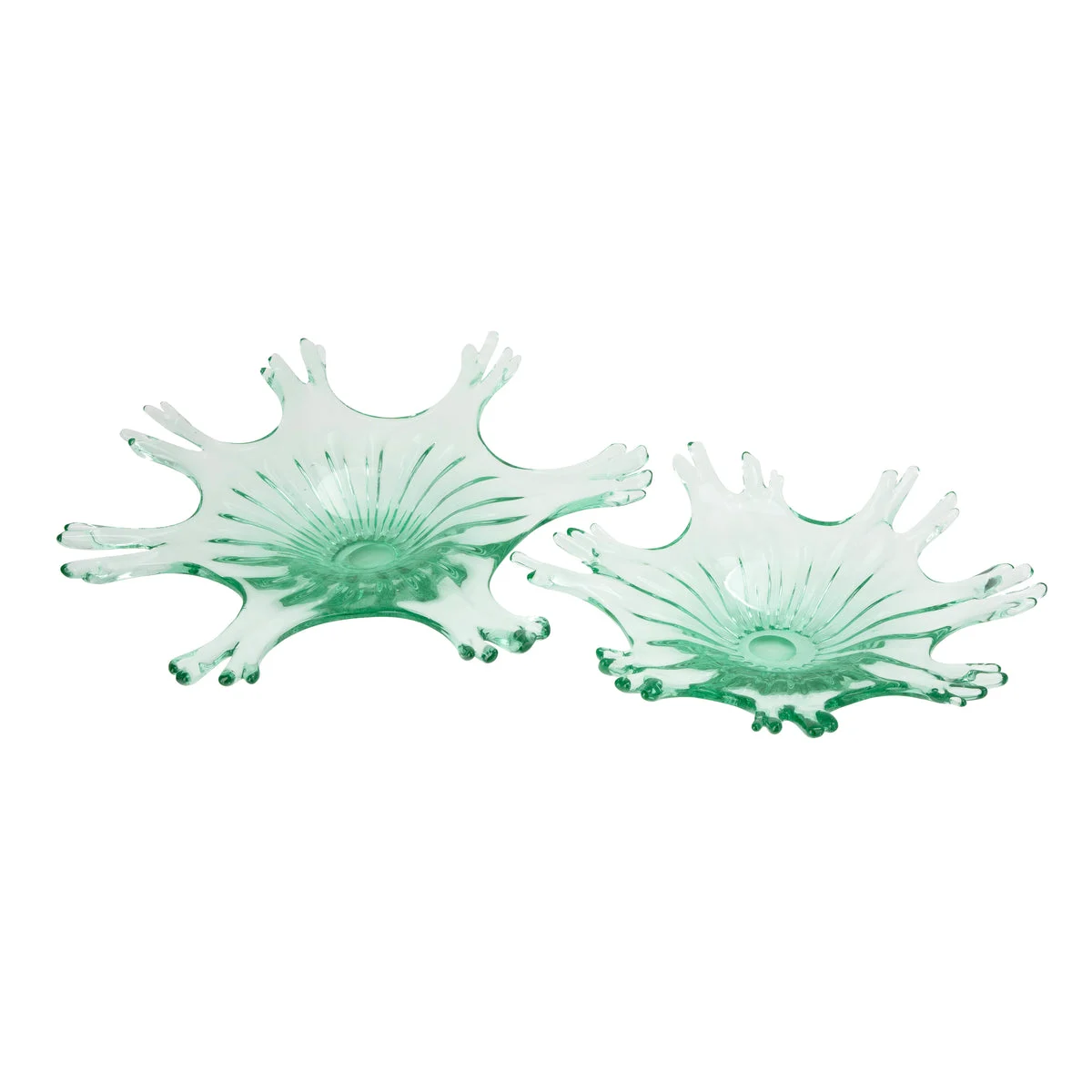 Imax Worldwide Home Water Splat Art Glass Decorative Trays - Set of 2