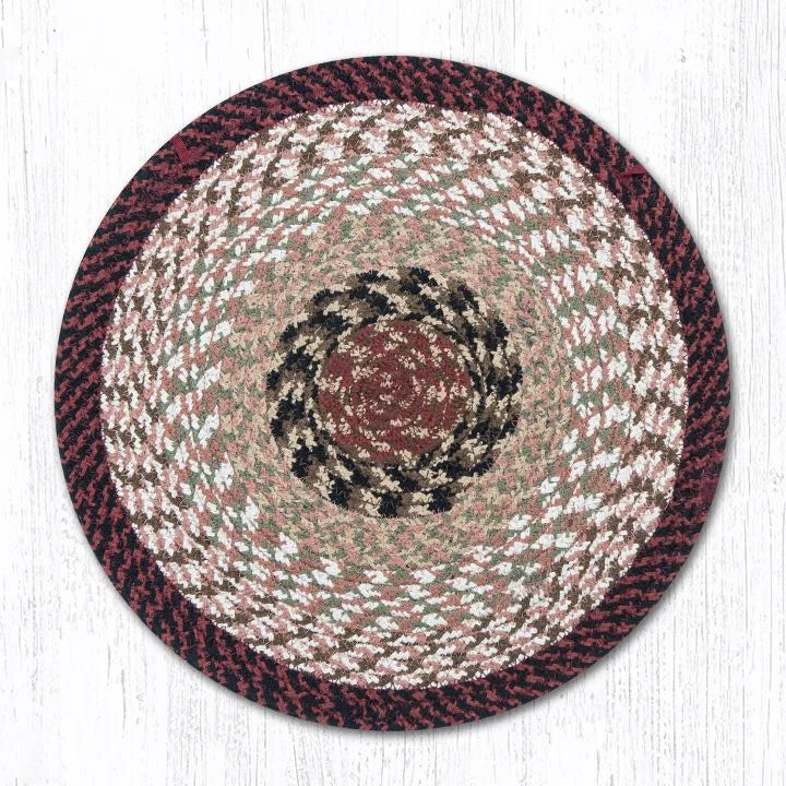 Earth Rugs C-19 Burgundy/Mustard Heart Placemat 12``x17``