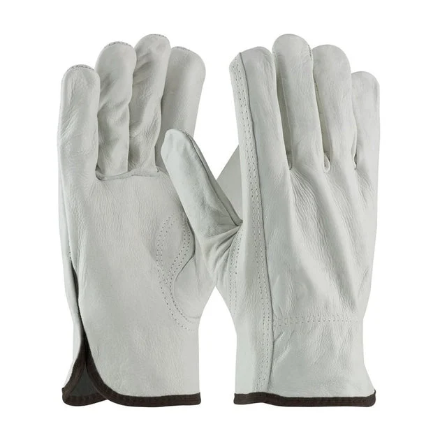 Large Regular-Grade Top Grain Cowhide Leather Driver's Gloves with Keystone Thumb - Natural