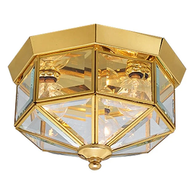 Octagonal Three-Light Flush Mount Ceiling Fixture