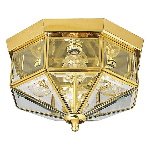 Bound Beveled Glass Four-Light Flush Mount Ceiling Lighting Fixture