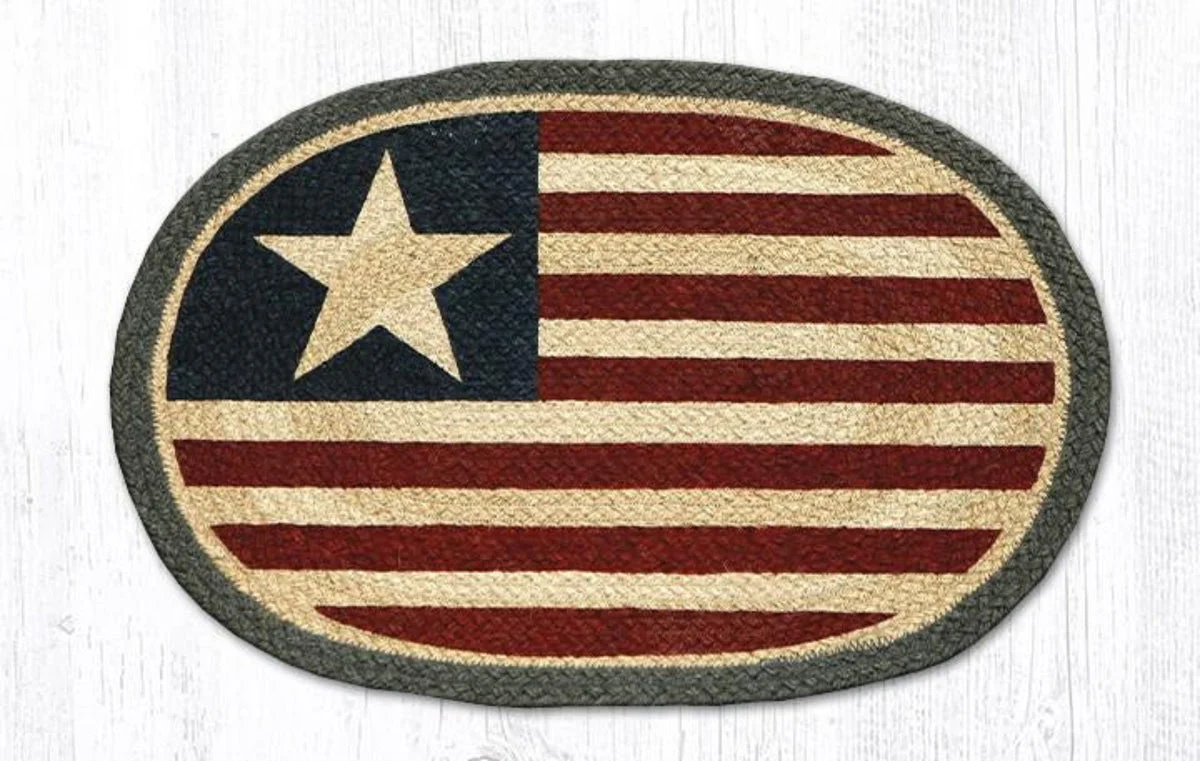 Earth Rugs Original Flag Oval Placemat 13"x19" Rustic Americana Table Decor