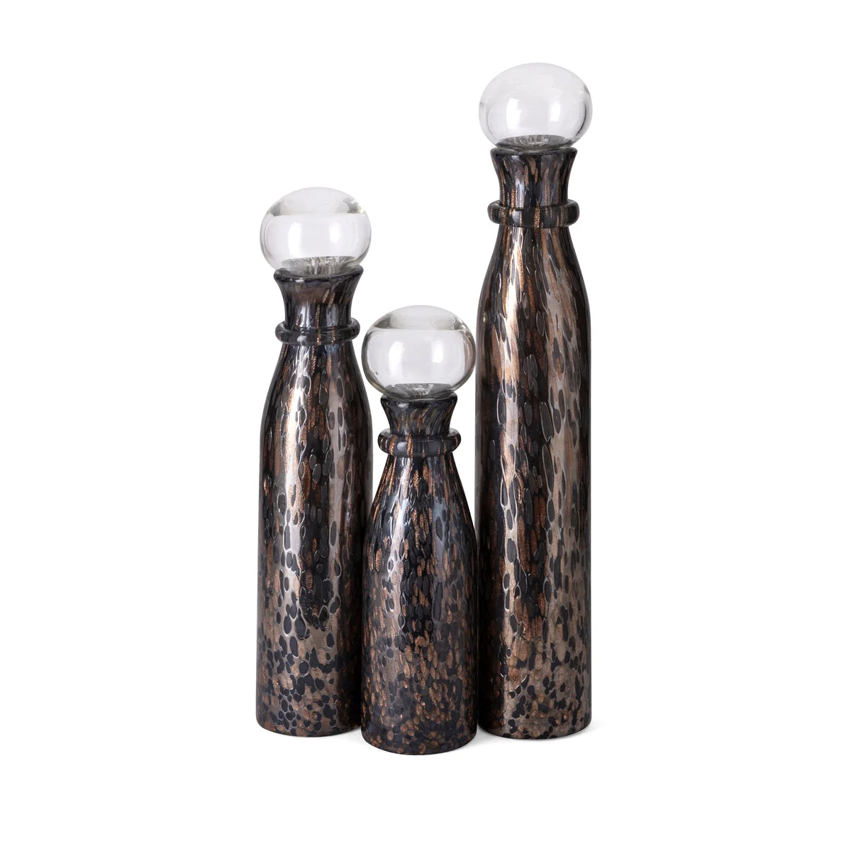 IMAX Worldwide Home Greige Decorative Art Glass Bottles - Set of 3