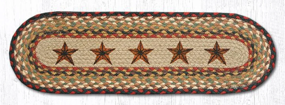 Earth Rugs Barn Stars Oval Stair Tread 27"x8.25" – Rustic Farmhouse Style
