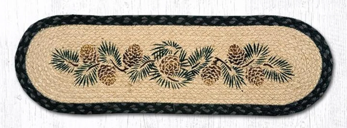 Earth Rugs Country Woodland Oval Stair Tread – Pinecone Accent Rug 27"x8.25"