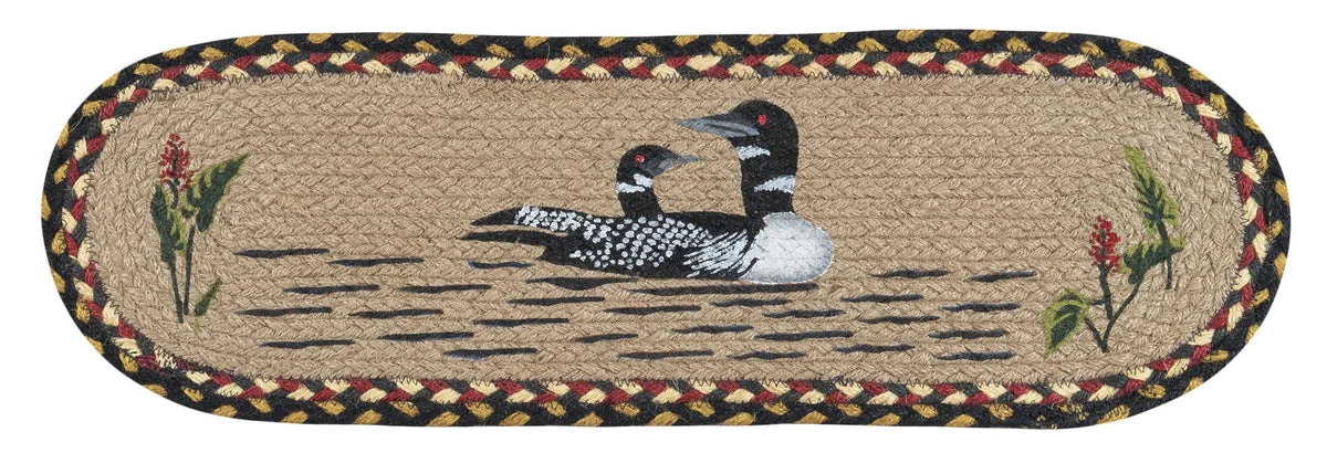 Earth Rugs Farmhouse Oval Stair Tread – Loon Woodland Design 27"x8.25"