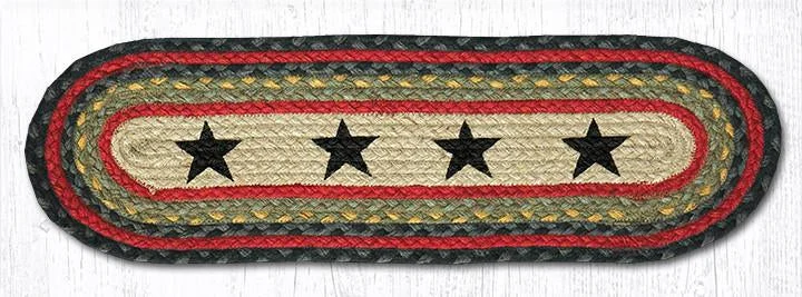Earth Rugs ST-OP-238 Black Stars Oval Stair Tread 27"x8.25" (Set of 13)