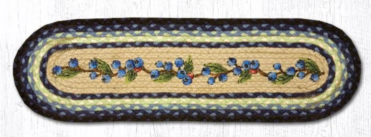 Earth Rugs Rustic Blueberry Vine Oval Stair Tread – Lodge & Farmhouse Decor 27"x8.25"