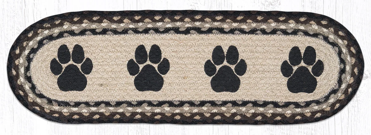 Earth Rugs Rustic Paw Prints Oval Stair Tread – Lodge & Farmhouse Decor 27"x8.25"