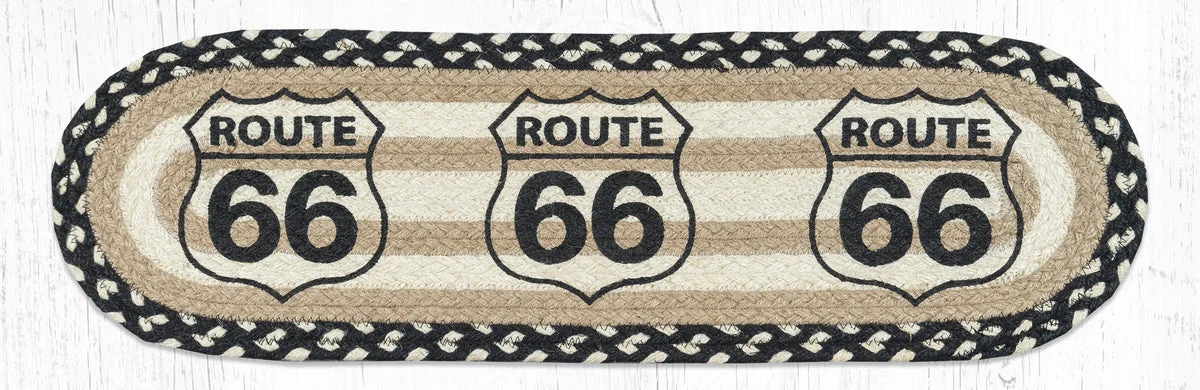 Earth Rugs Rustic Route 66 Oval Stair Tread – Lodge & Americana Style 27"x8.25"