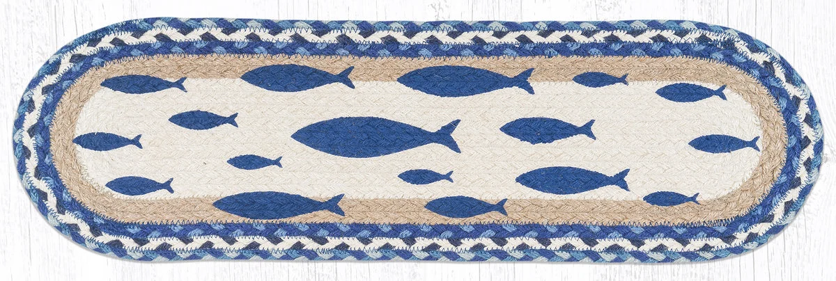 Earth Rugs Rustic Fish Oval Stair Tread – Cabin & Lake House Decor 27"x8.25"