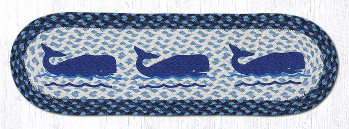 Earth Rugs Whale Design Stair Tread – Oval Nautical Accent Rug 27x8.25