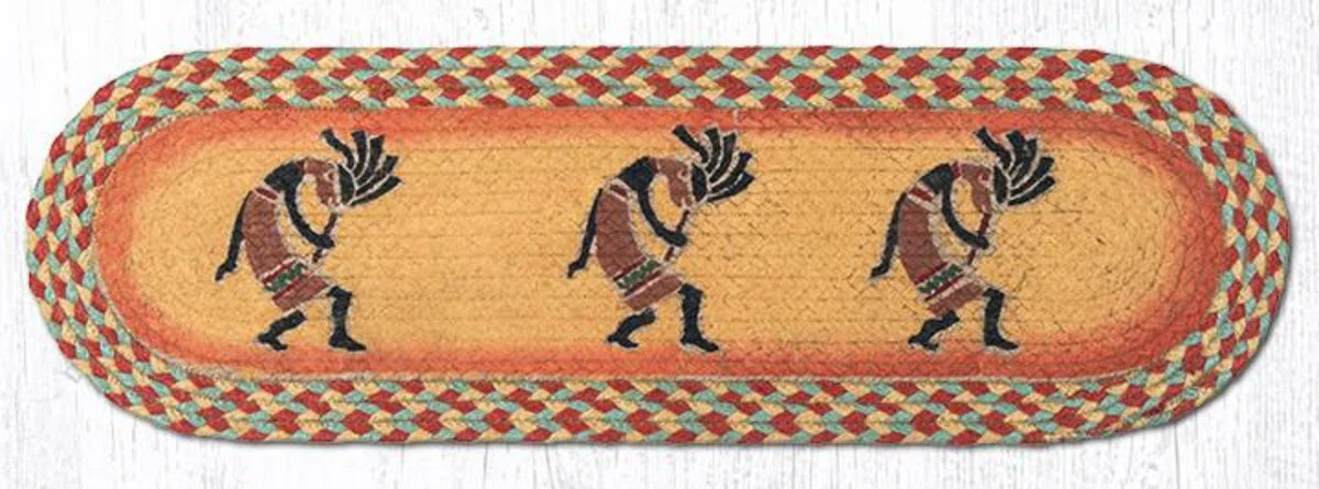Earth Rugs Southwestern Kokopelli Oval Stair Tread – Lodge & Cabin Decor 27"x8.25"