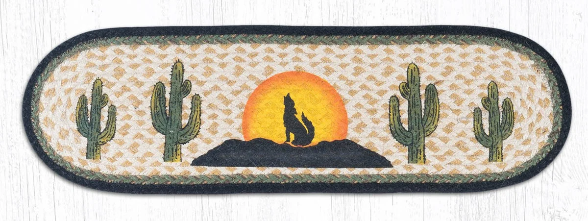 Earth Rugs Coyote Silhouette Oval Stair Tread – Rustic Lodge & Farmhouse Decor 27"x8.25"
