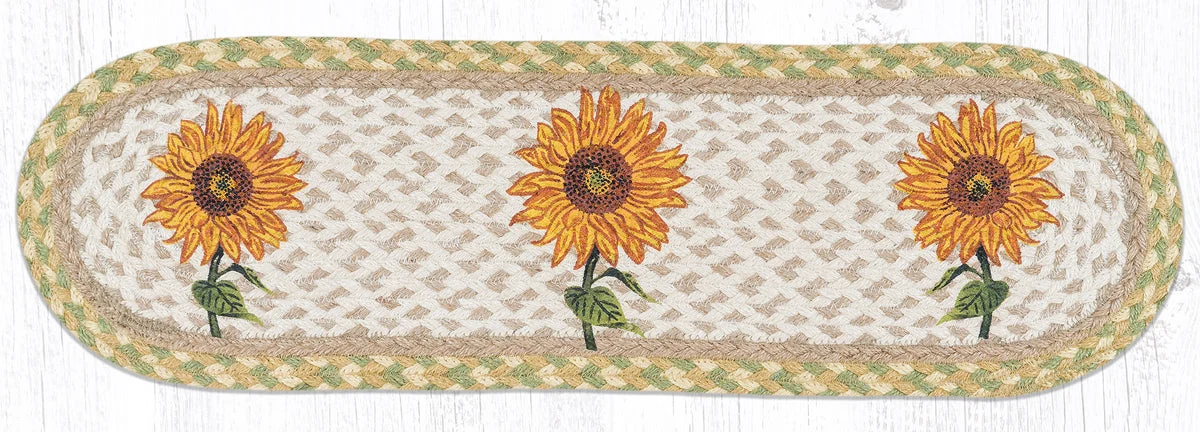 Earth Rugs Sunflower Oval Stair Accent – Lodge, Cabin, and Farmhouse Style 27"x8.25"