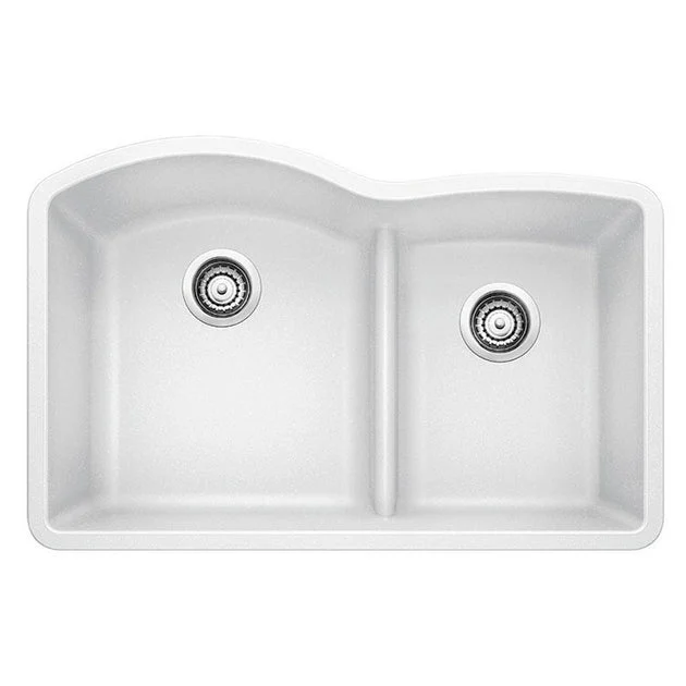 Diamond 32" 1-3/4 Double Bowl Silgranit Undermount Kitchen Sink with Low Divide
