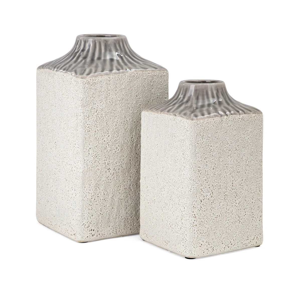 Imax Worldwide Home SG Grey Top Square Vases - Set of 2